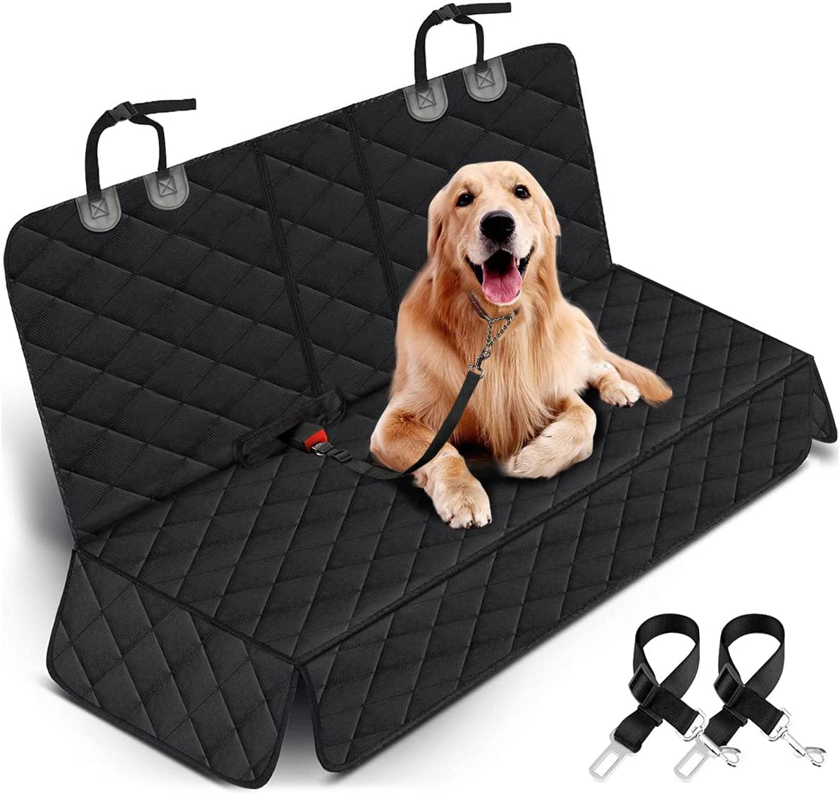 Waterproof Dog Car Seat Cover, Bench Car Seat Protector For Dogs , Non-Slip Seat Cover Fits Middle Armrest for Most Cars Trucks Suvs - Black